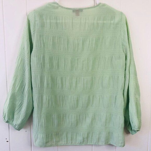 Vince Camuto Womens Blouse Light Green V-Neck Pullover with Tie Front X-Small - Picture 2 of 10